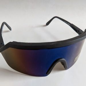 NWT True Vintage semi-rimless sports blade sunglasses w/iridium blue mirror